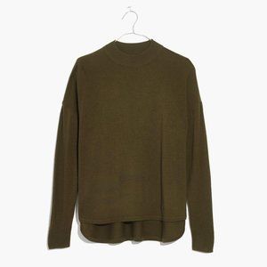 Madewell Mockneck Boxy Pullover Sweater - Army Green - Medium